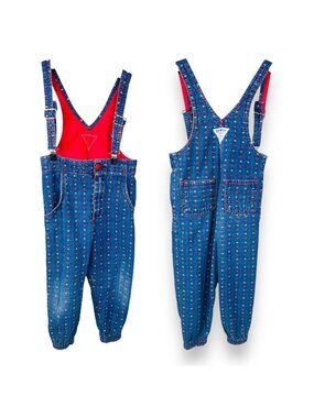 Vintage Oshkosh XOXO Print Denim Suspender Overalls Outfit 3T / 4T